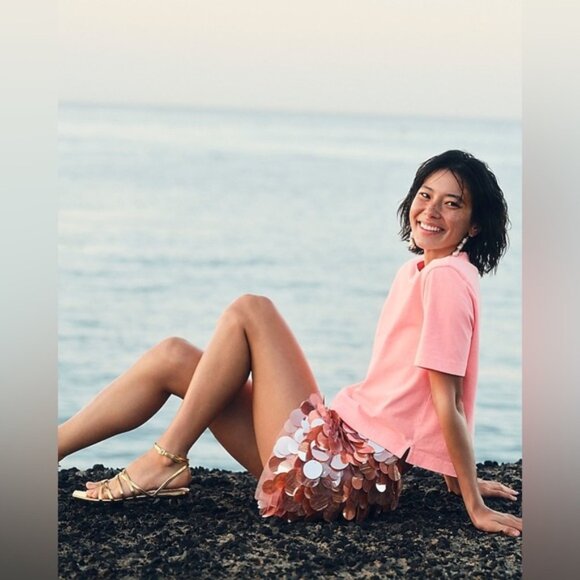 NWT J.Crew Collection Circle Sequin Mini Skirt in Peachy Pink - Picture 5 of 14